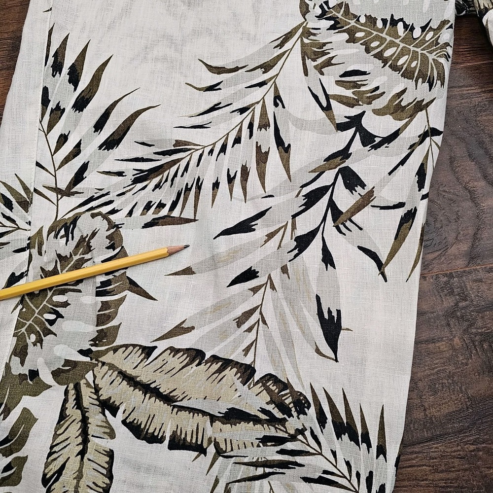 C&C California 100% Linen Pull On Ivory Floral Tropical Beach Pants Plus 1X Read - Picture 8 of 14